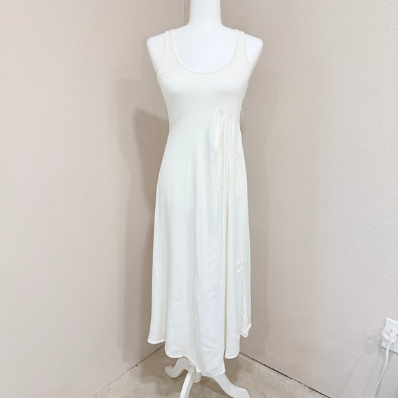 Anthropologie Dresses & Skirts - Anthropologie Mixed Media Midi Dress Small Cream Minimalist Quiet Luxury Coastal
